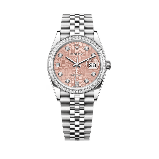 Datejust 36mm, st/wg, Pink Jub 10rd dial, Diamond Bezel, Jubilee Bracelet