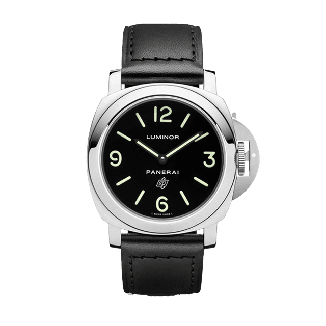 LUMINOR 44 BASE LOGO MECHANICAL STEEL LEATHER BLACK T0149/2500