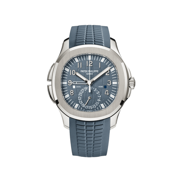 Aquanaut Travel Time, White Gold, Blue dial, Blue rubber