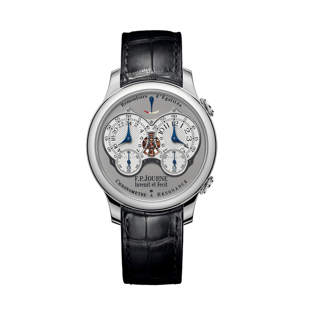 Chronometre a Resonance Cal 1520 PT,  40mm, White Gold/White Dial, Black Croco Strap