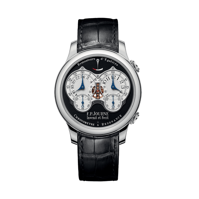 Chronometre a Resonance Black Label Cal 1520 PT,  42mm, Black Gold/White Dial, Black Croco Strap