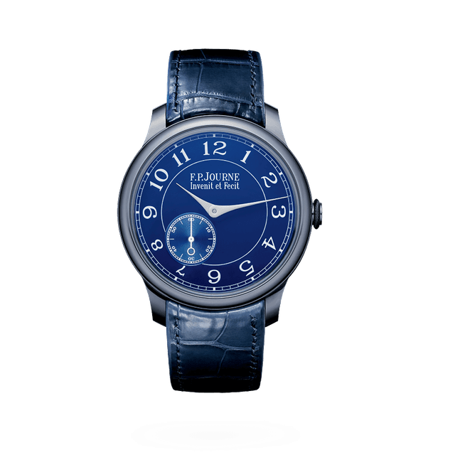 Chronometre Blue Tantalum,  39mm, Chrome Blue Dial, Blue Croco Strap