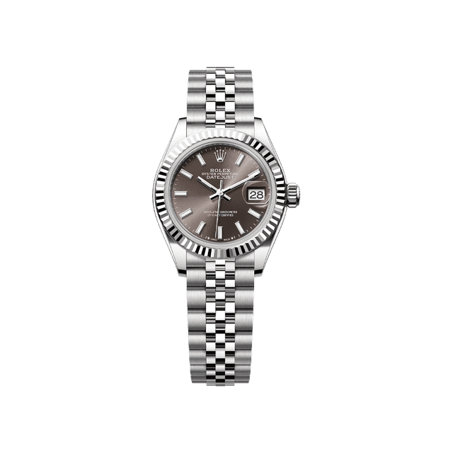 Datejust 28mm, st/wg, Dark Grey tab dial, Jubilee Bracelet