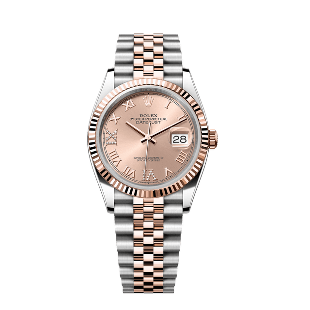 Datejust 36mm, st/rg, Rose VI/IX diam dial, Jubilee Bracelet