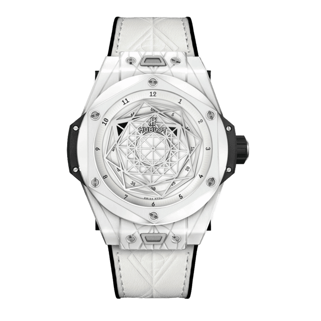 Big Bang Unico Sang Bleu Auto 45mm, Ceramic White, White Dial, White Leather, Limited 200