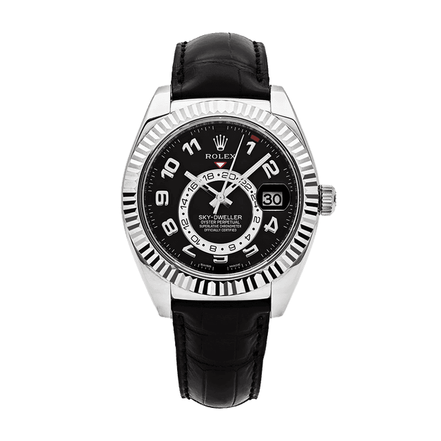 Sky Dweller WG, Black dial, Black Leather Strap