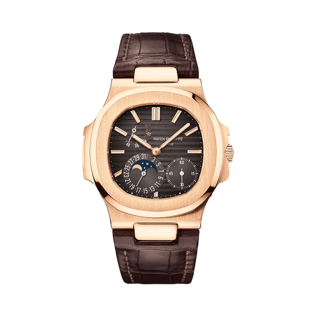 Nautilus Power Reserve, RG, Choco dial, Brown Leather Strap