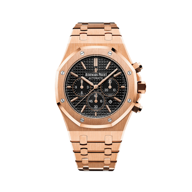 Royal Oak Chronograph 41mm, RG, Black dial, Bracelet