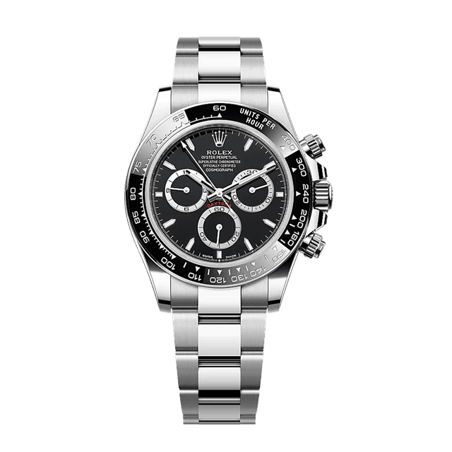 Daytona Steel, Black dial, Ceramic bezel