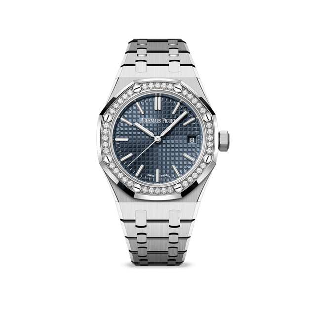 Royal Oak 37mm, Steel, Blue dial, Diamond bezel, Bracelet