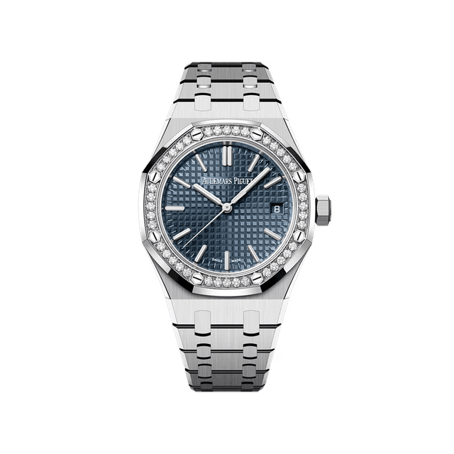 Royal Oak 37mm, Steel, Blue dial, Diamond bezel, Bracelet