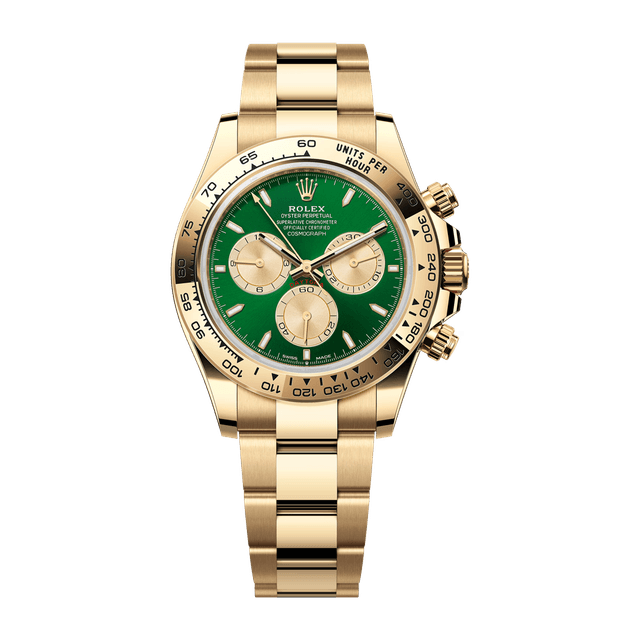 Daytona YG, Green/Champ dial, Bracelet