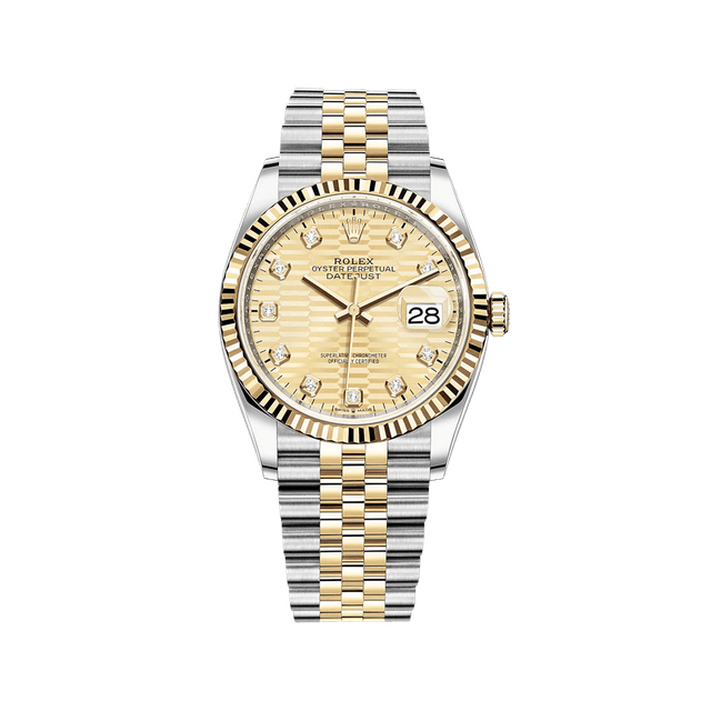 Datejust 36mm, st/yg, Champagne Fluted 10rd dial, Jubilee Bracelet