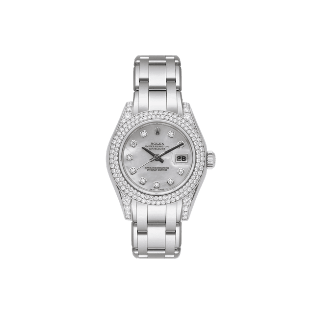 Datejust 29mm, Pearlmaster, WG , White 10rd dial, Bezel diamond