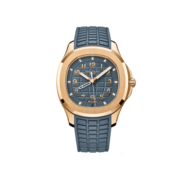 Aquanaut Lady 38.8mm, RG, Quartz Dualtime, Blue-grey dial, Blue-grey rubber