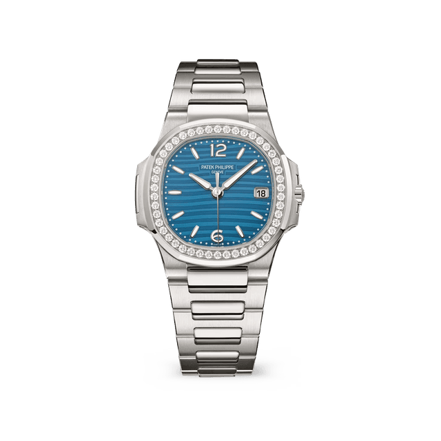 Nautilus Lady WG, 32mm, Blue Opaline Dial, Diamond Bezel, Bracelet