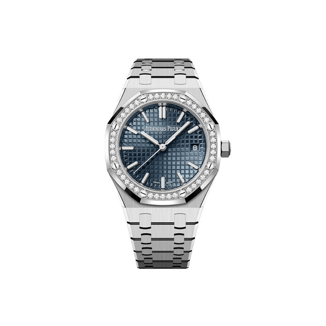 Royal Oak 34mm, Steel, Blue dial, Diamond bezel, Bracelet