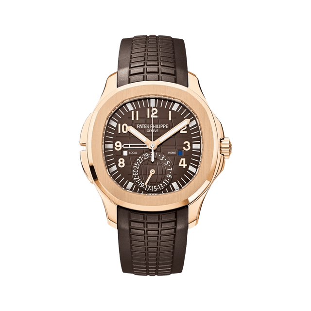 Aquanaut Travel Time, RG, Brown dial, Brown rubber