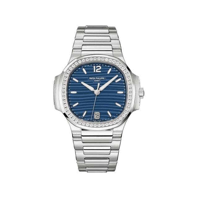 Nautilus Steel, 35.2mm, Blue Dial, Diamond Bezel, Bracelet