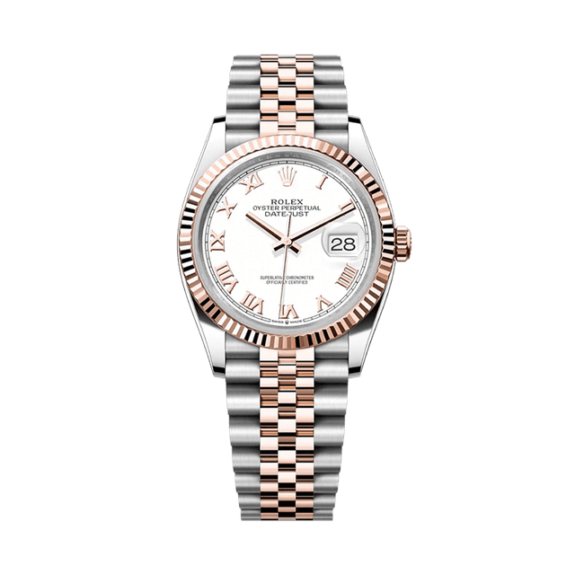 Datejust 36mm, st/rg, White Roman dial, Jubilee Bracelet