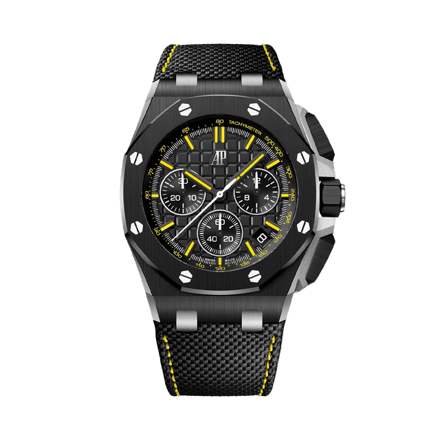 Royal Oak Offshore "Ends Of Days" Revival 43mm, Black Ceramic, Black Mega Tappisserie dial, Black Calfskin Strap
