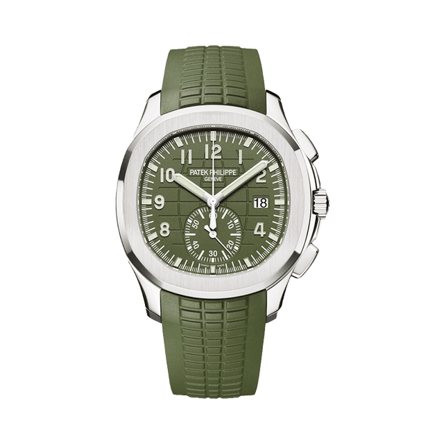 Aquanaut Chrono, WG, Green Khaki Arabic Dial, Green Khaki Rubber Strap