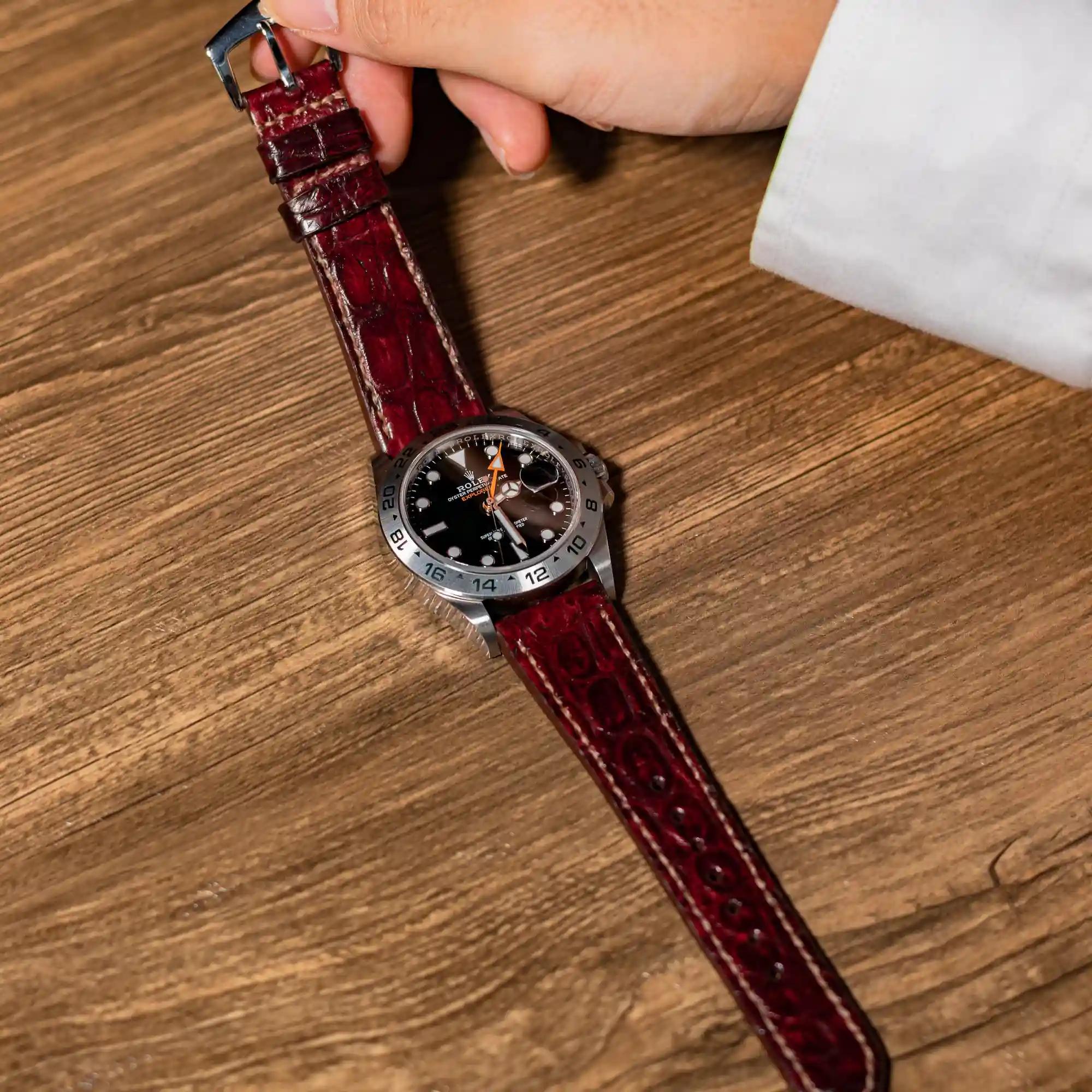Rolex Crocodile Strap – Bordeaux Croco
