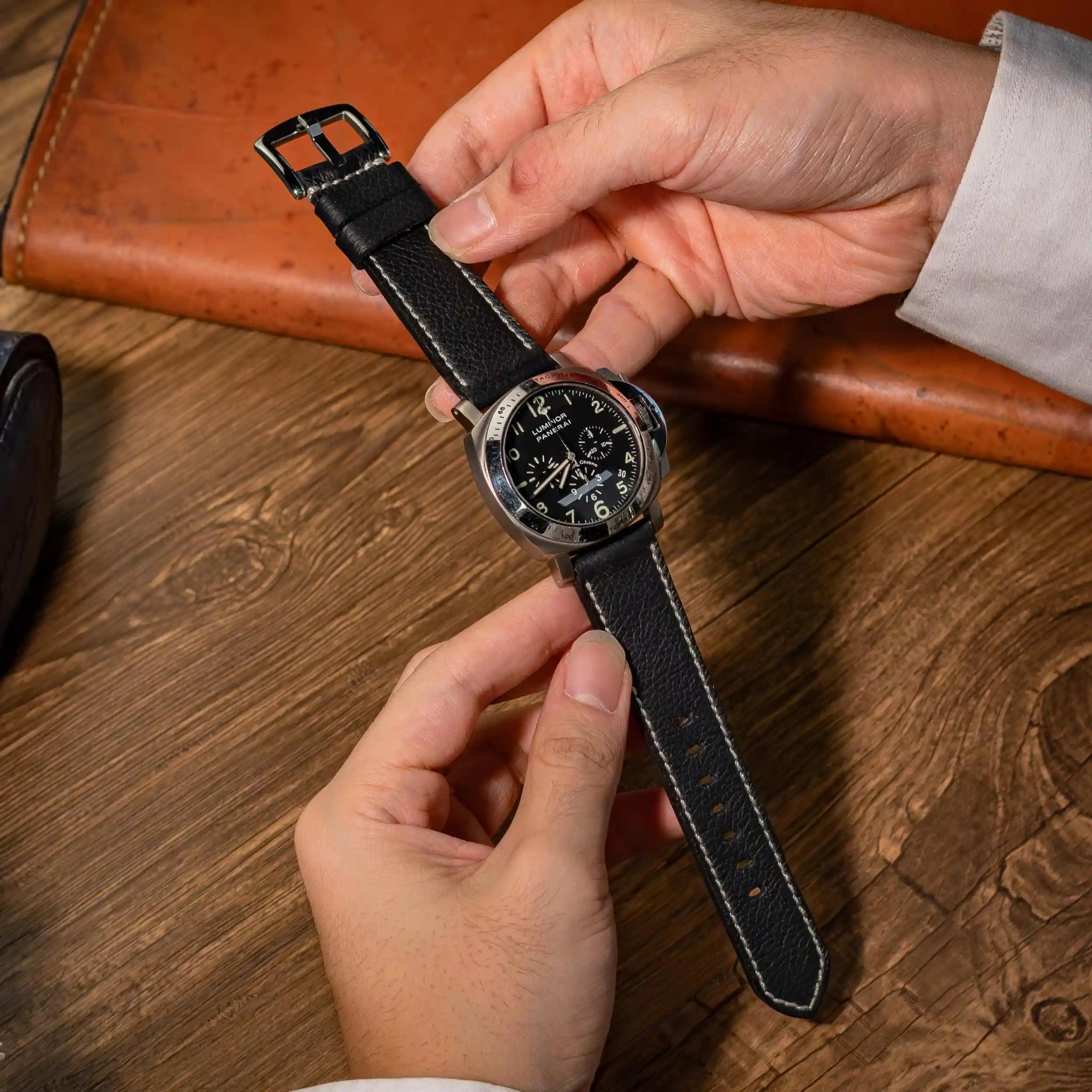 Panerai Leather Strap – Pebble Black
