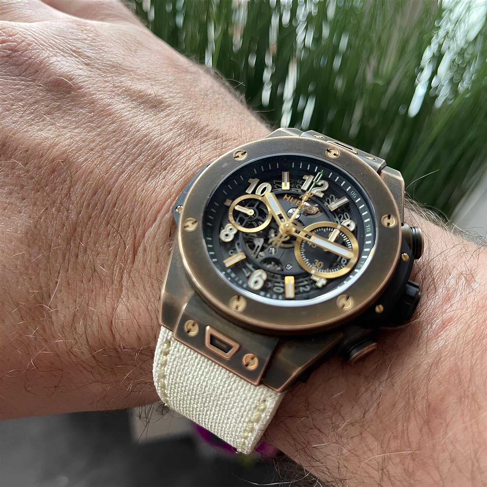 Hublot Canvas Strap – Sand with Hook & Loop