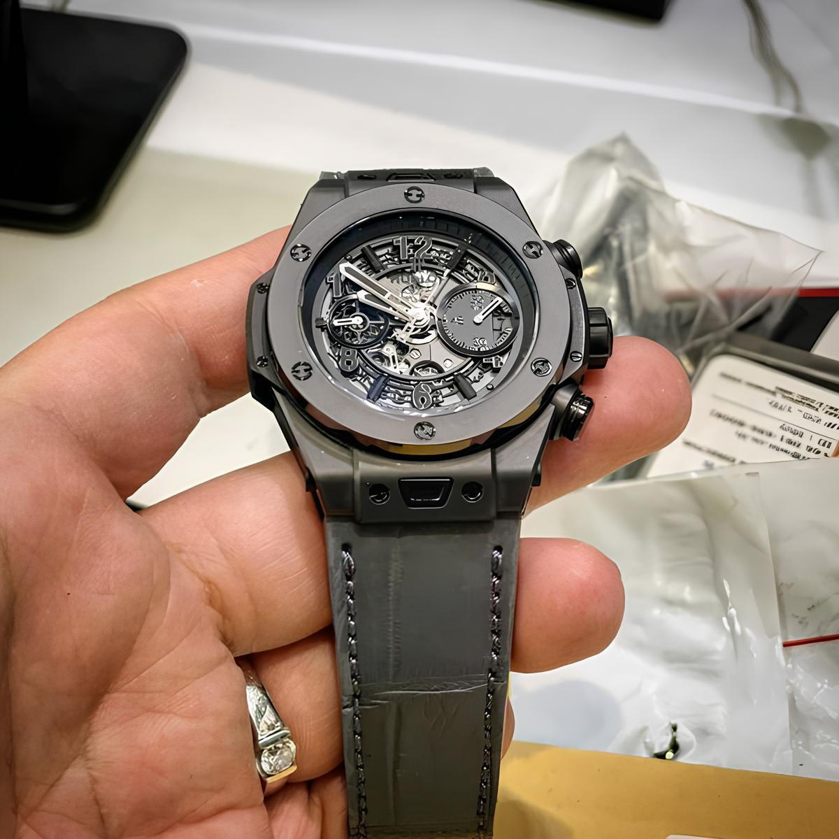Hublot Crocodile Strap – Dark Grey Croco
