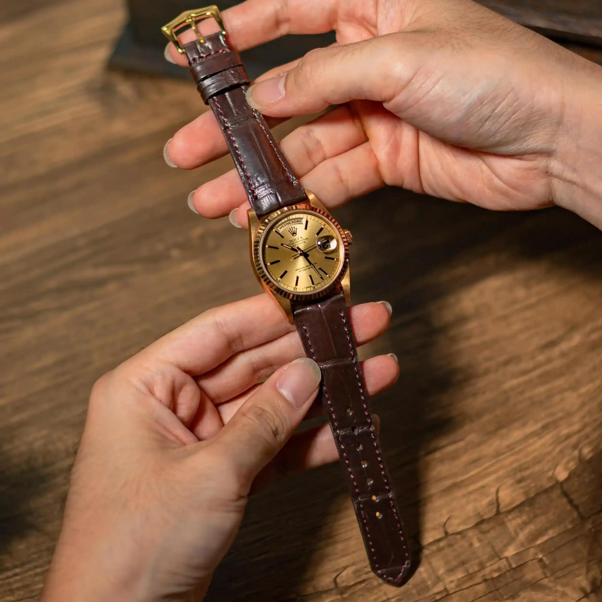 Rolex Crocodile Strap – Dark Brown Croco
