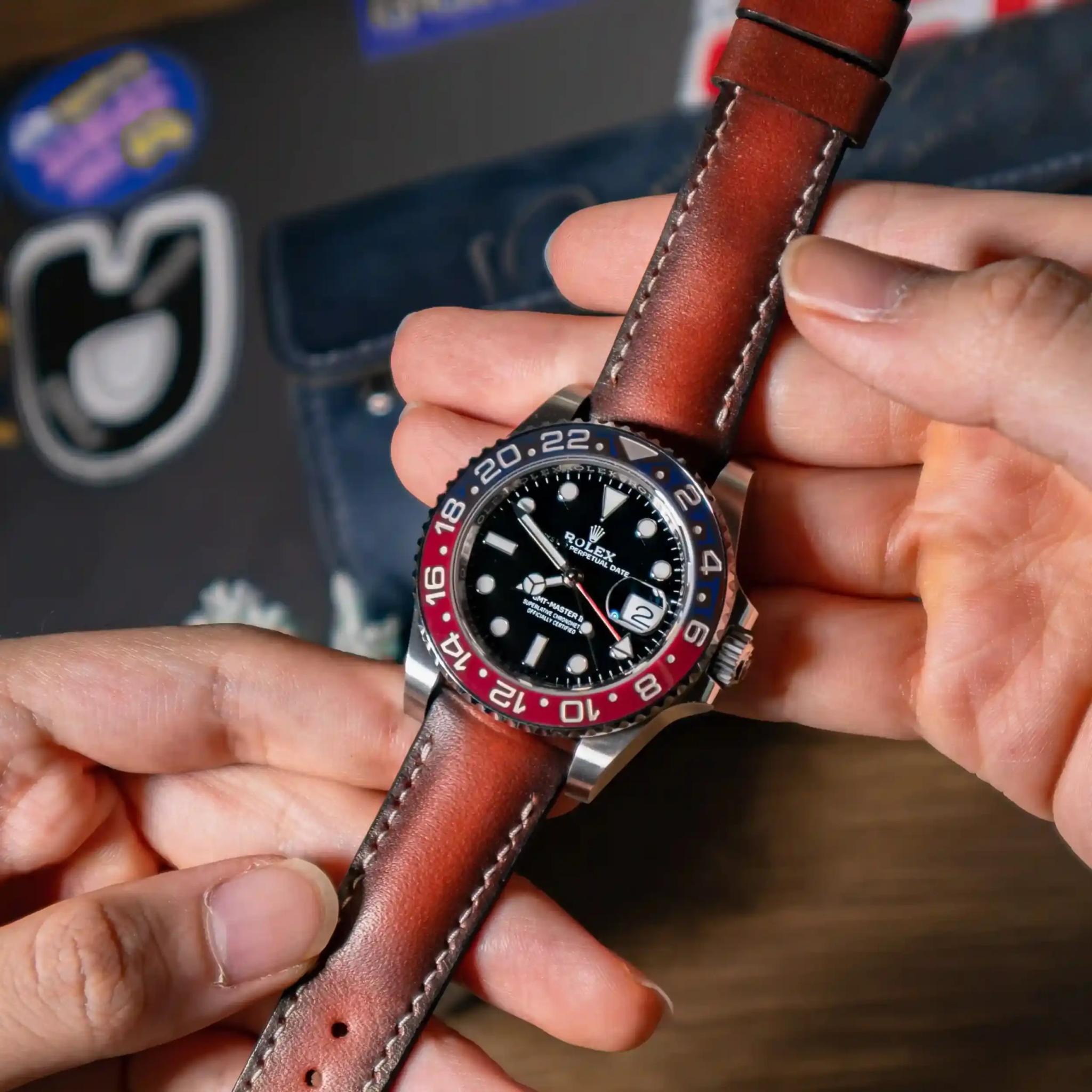 Deep Red – Leather Watch Strap