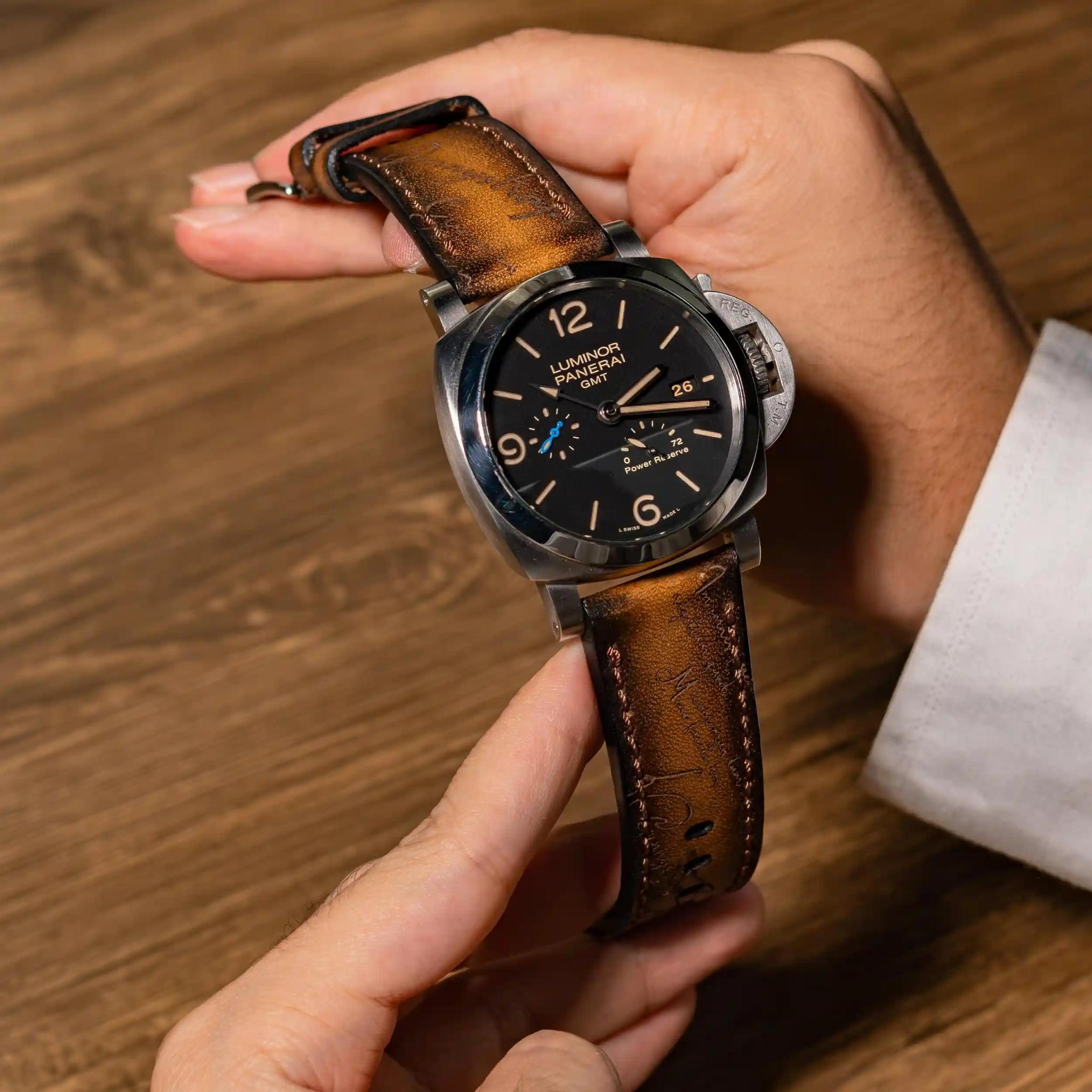 Brown Patina Scritto – Leather Watch Strap