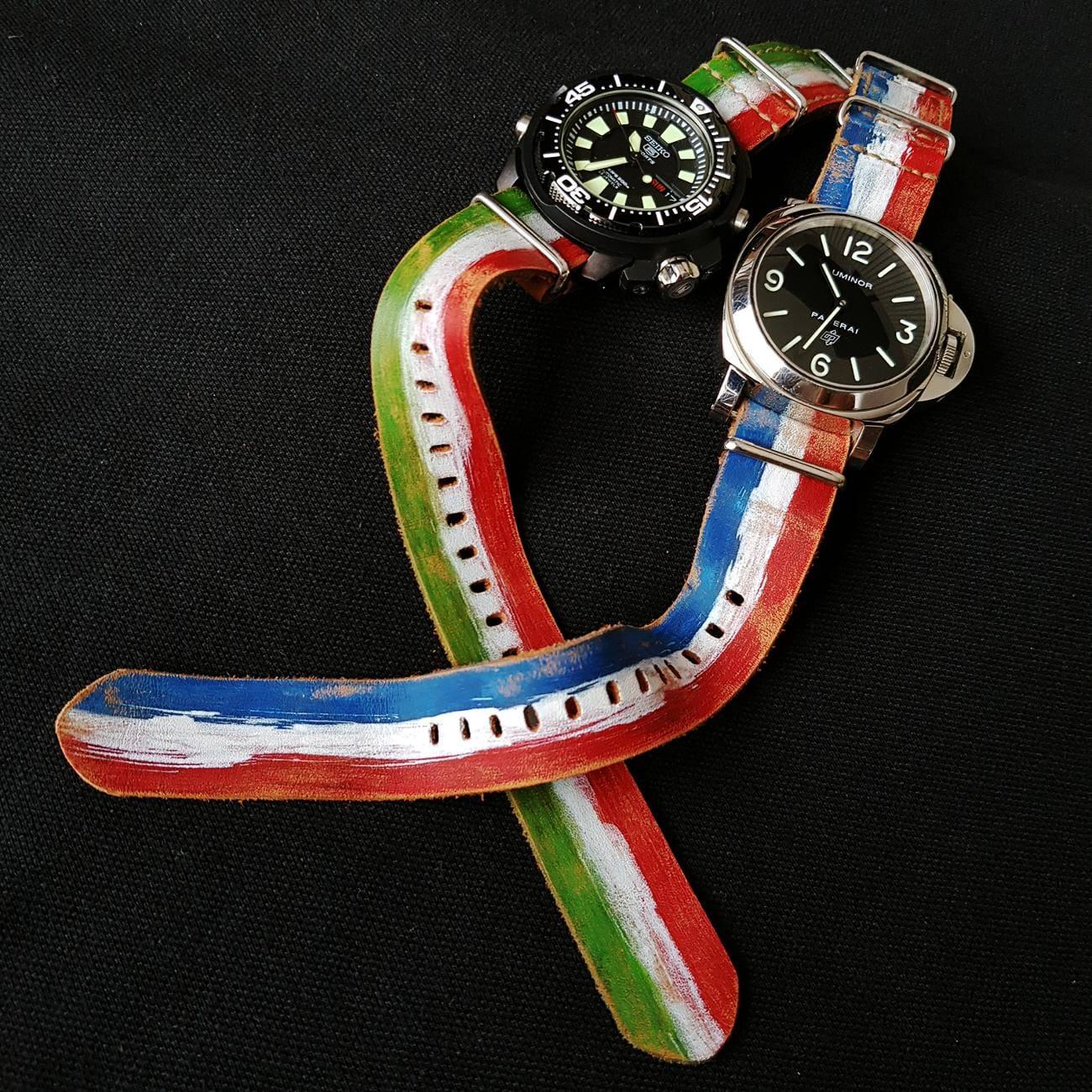 Tricolore Single Pass – Leather Watch Strap