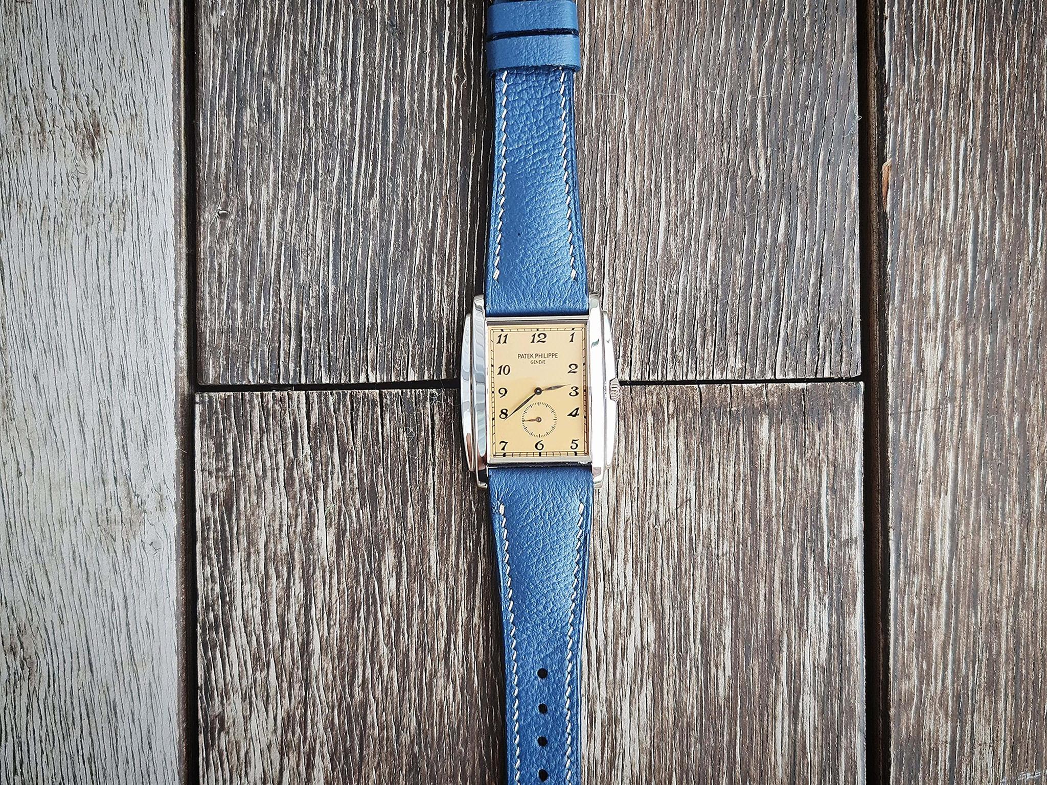 Patek Philippe Leather Strap – Pebble Airforce Blue