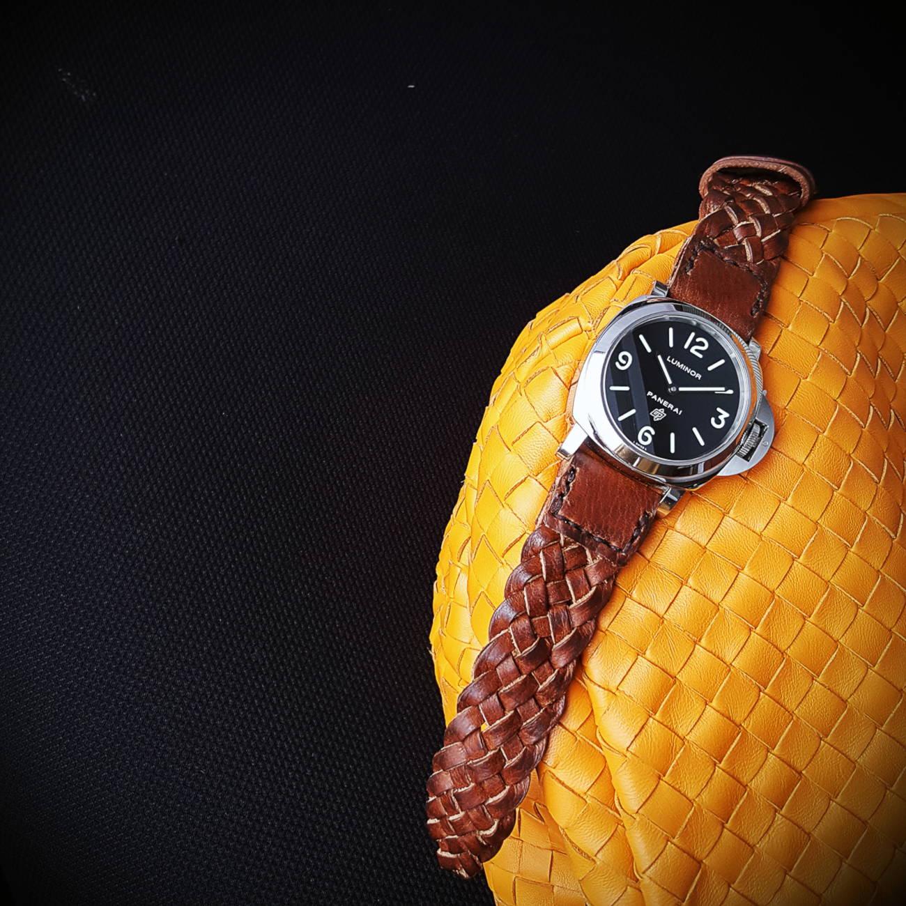 Weaved Walnut Brown – Leather Watch Strap
