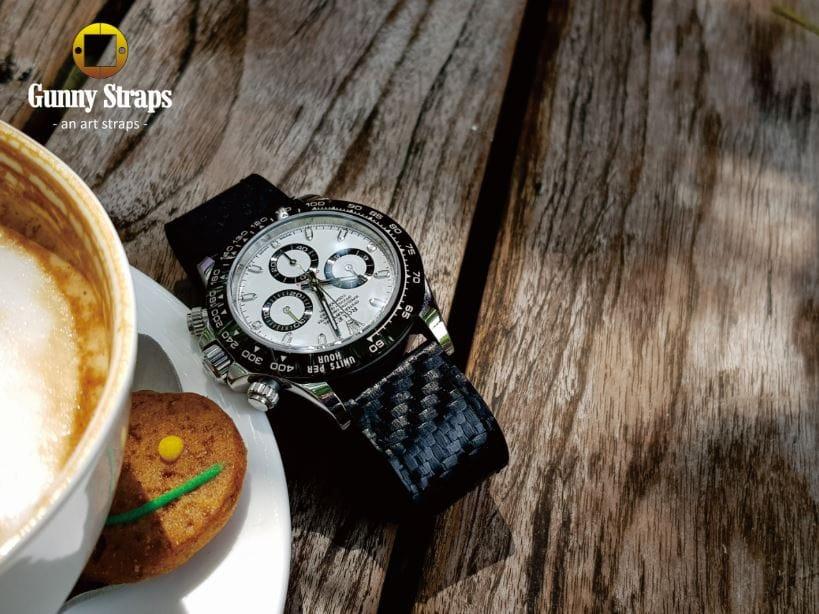 Carbon Hook & Loop – Leather Watch Strap
