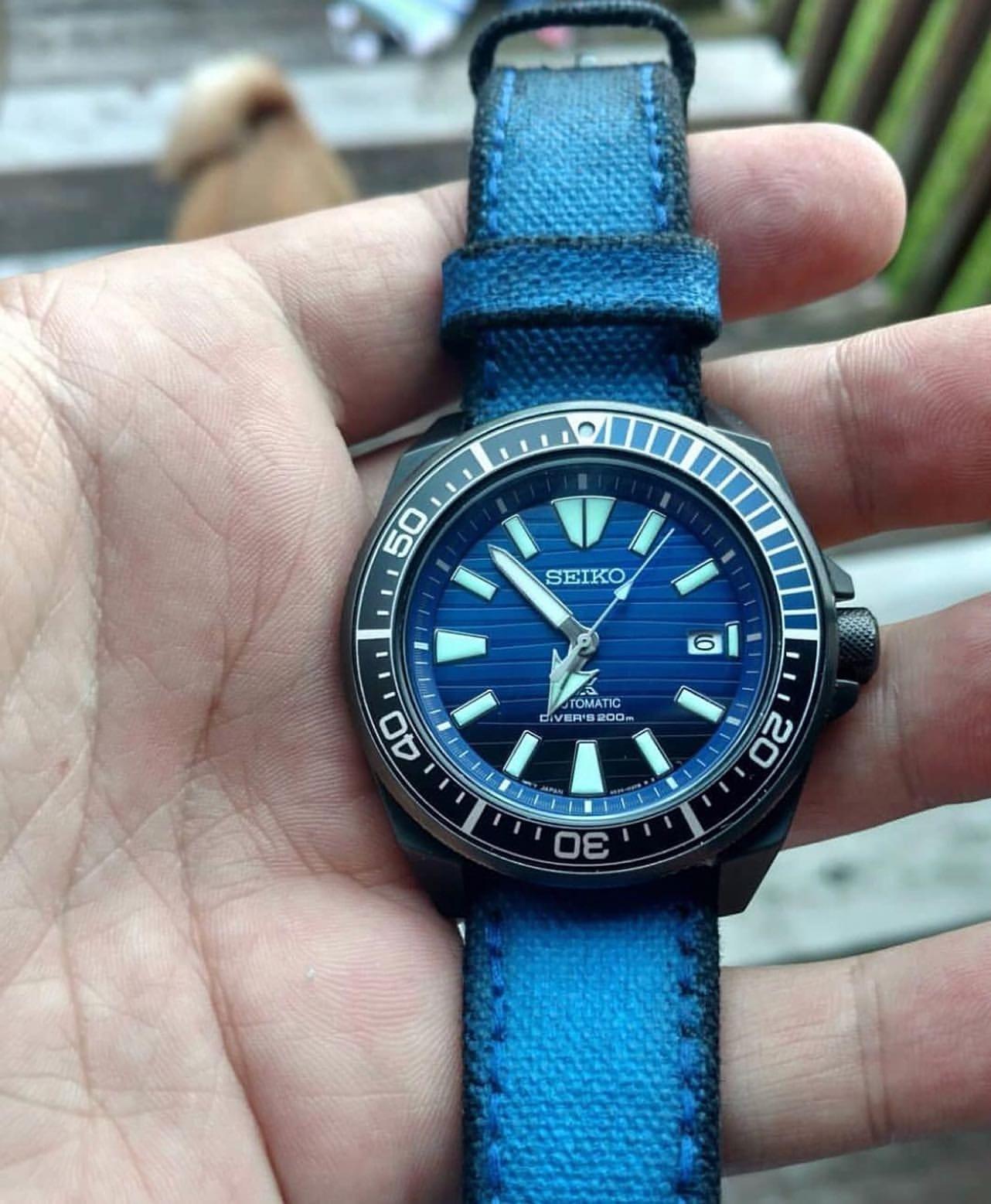 Two Tone Canvas Blue-Black – Canvas Watch Strap