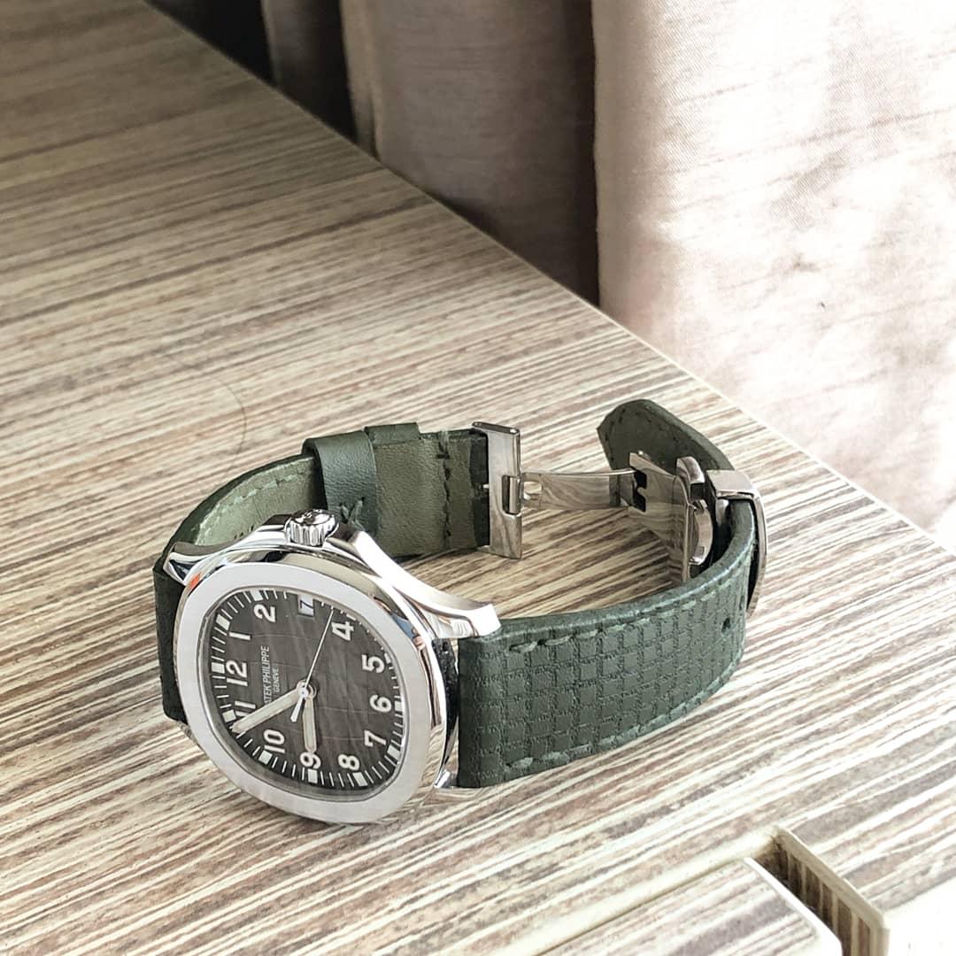 Khaki Chessboard – Leather Watch Strap