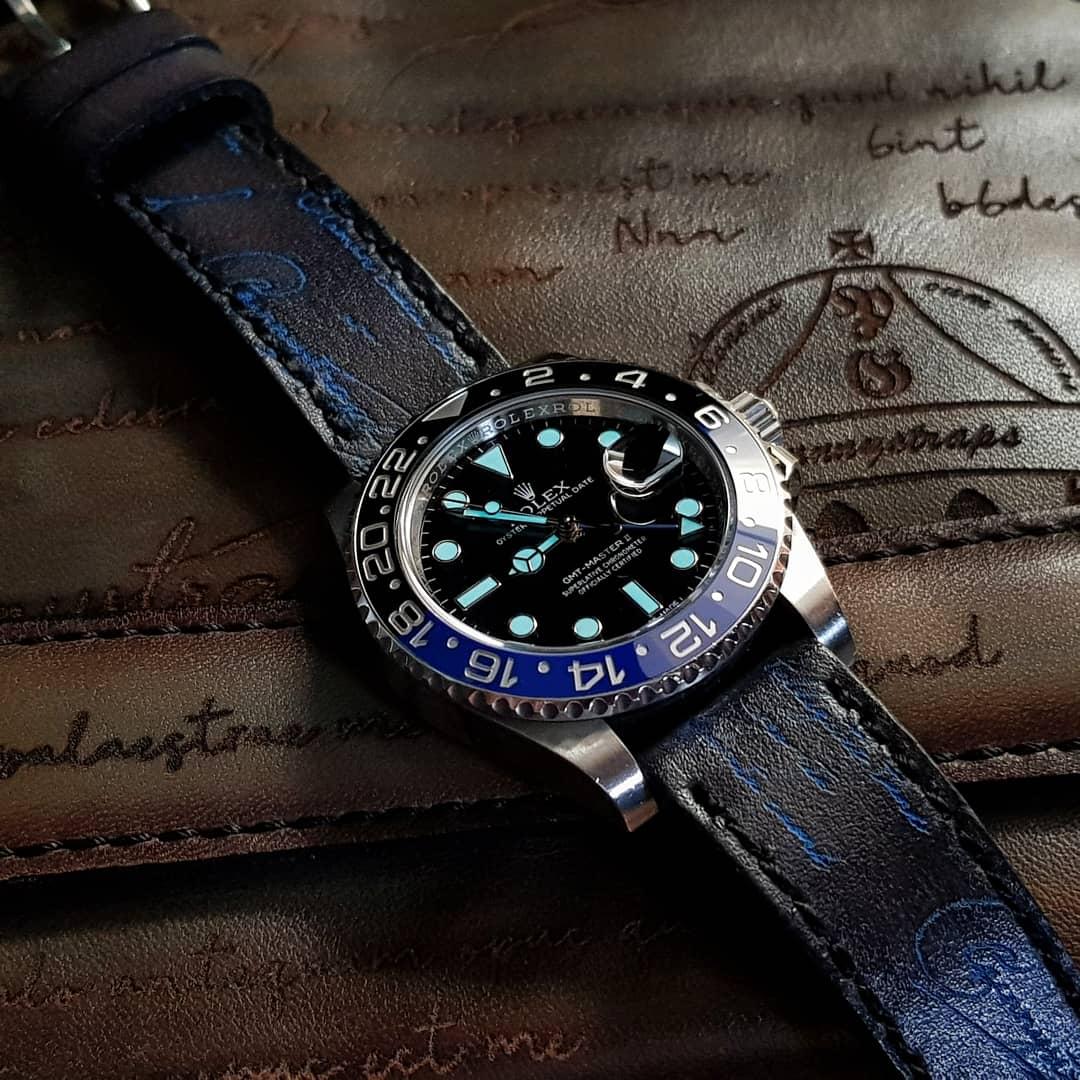 Ready Made – Black Patina with Blue Scritto Strap