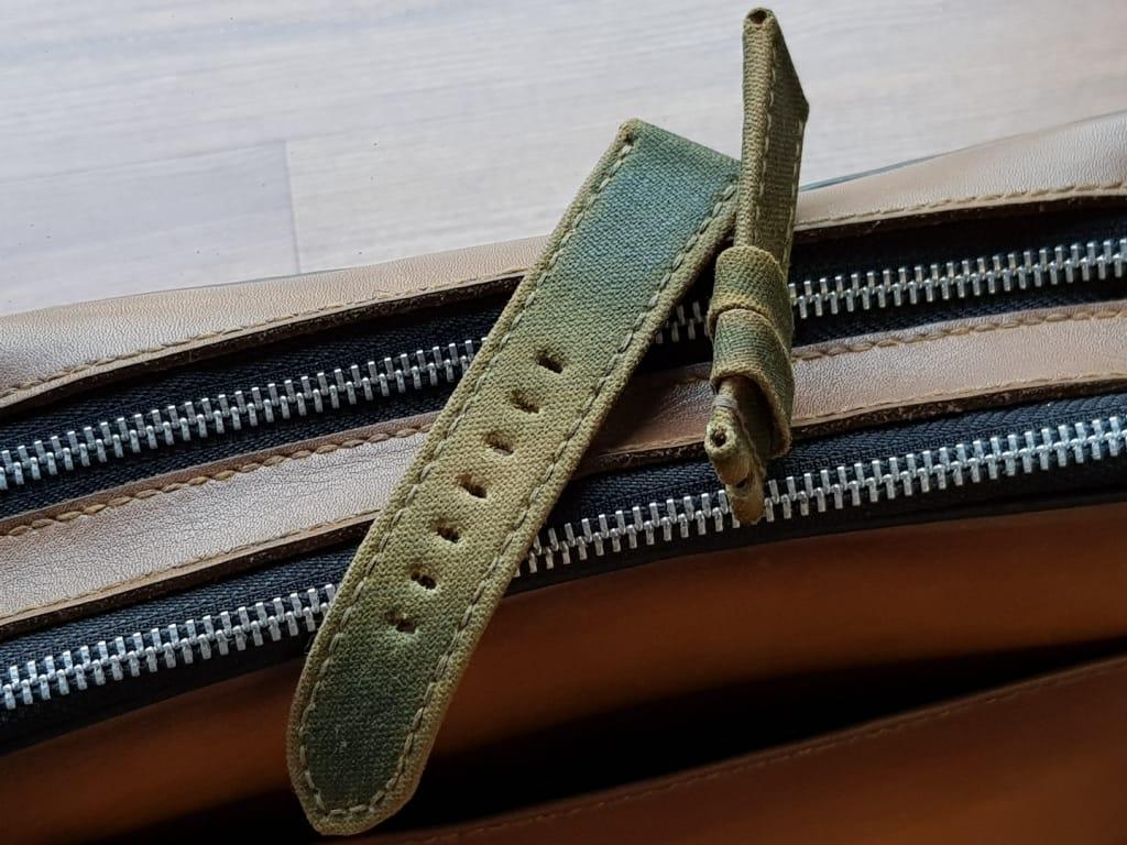 Two Tone Canvas Green-Beige – Canvas Watch Strap