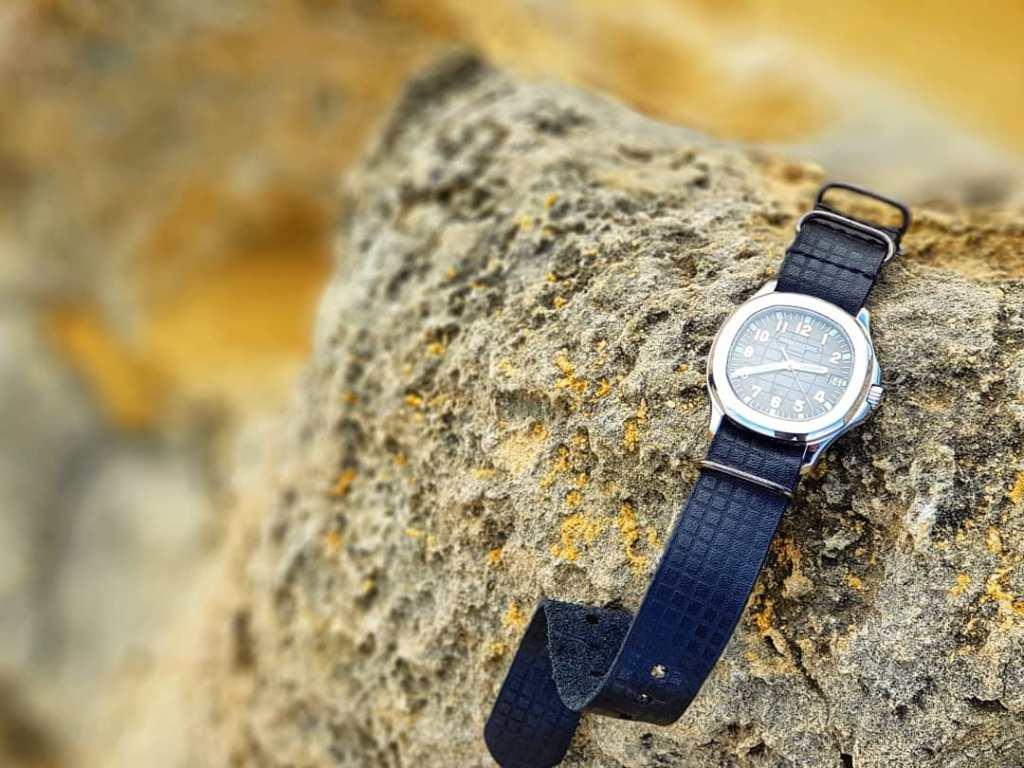 Chessboard Black Single Pass – Leather Watch Strap