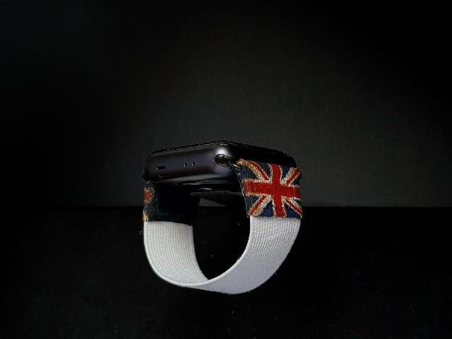 White Kolor with Vintage UK Flag – Elastic Watch Strap