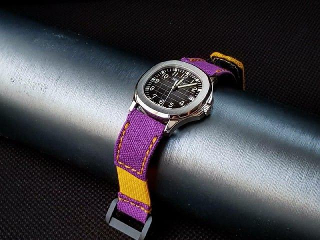 Canvas Violet with Yellow Kolor and Hook & Loop – Canvas Watch Strap