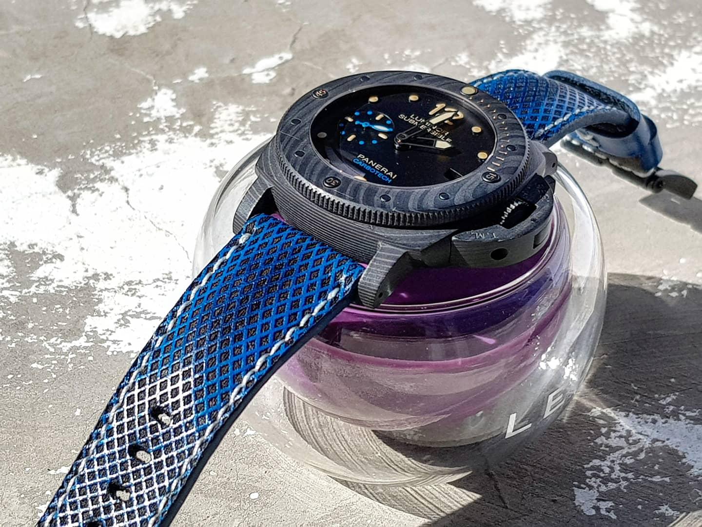 Blue Stupa Padded with Patina – Leather Watch Strap
