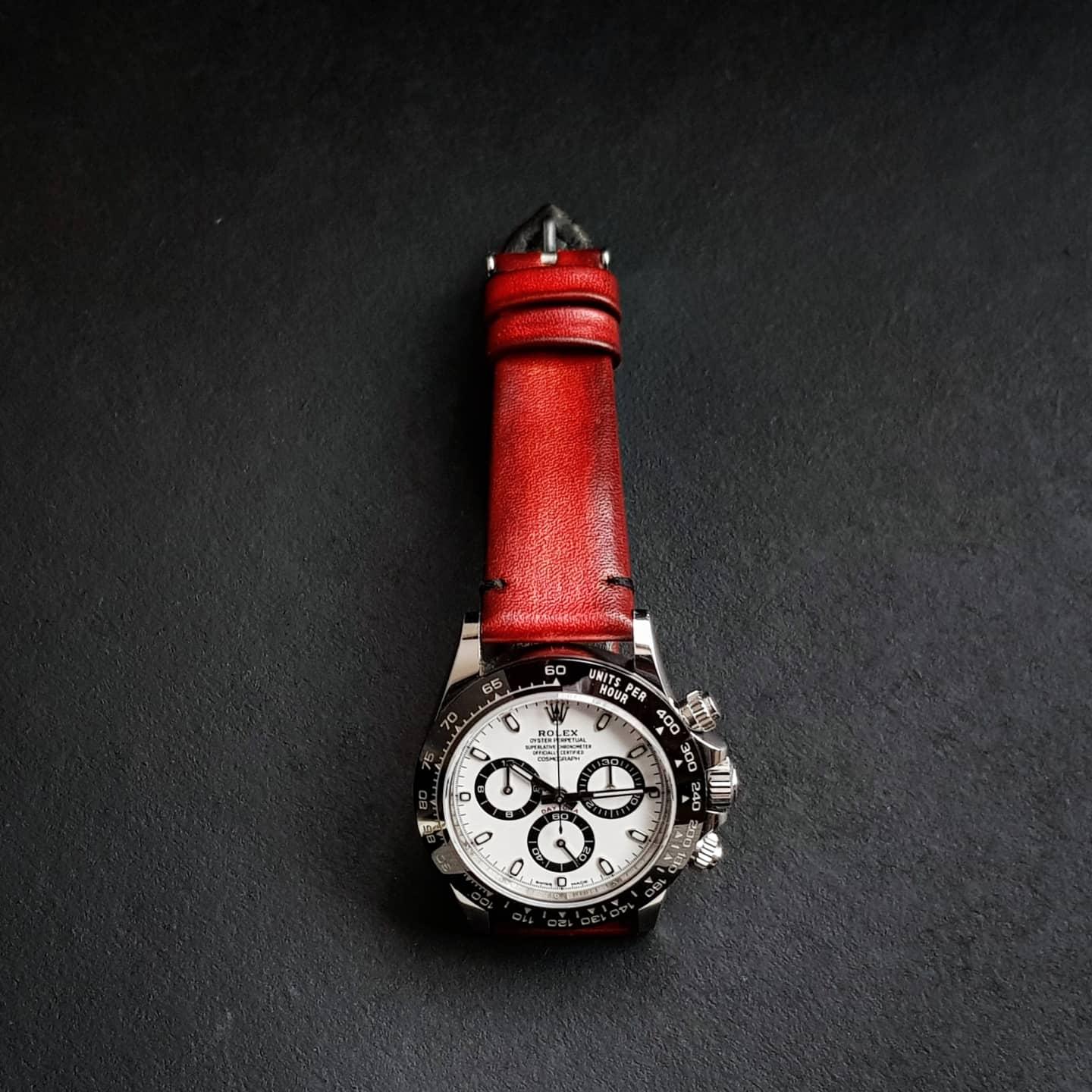 Metallic Red – Leather Watch Strap