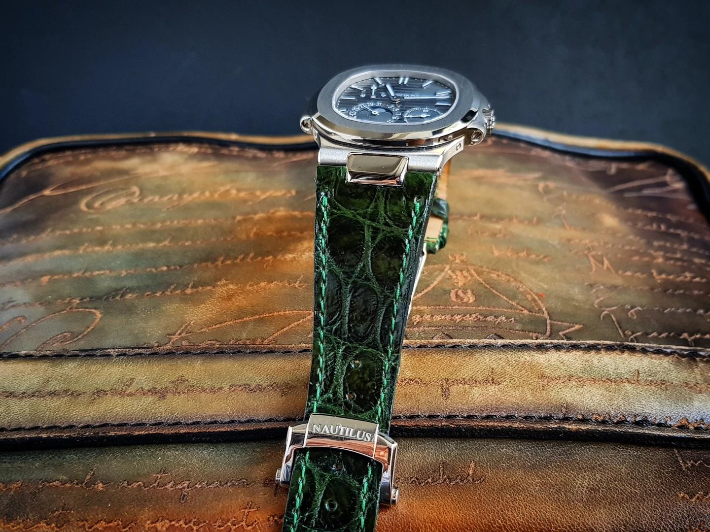 Patek Crocodile Strap – Dark Green Croco