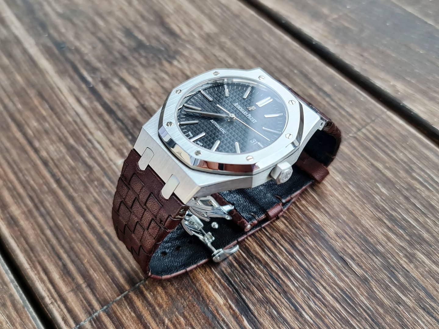 AP Leather Strap – Weaved 360 Dark Brown