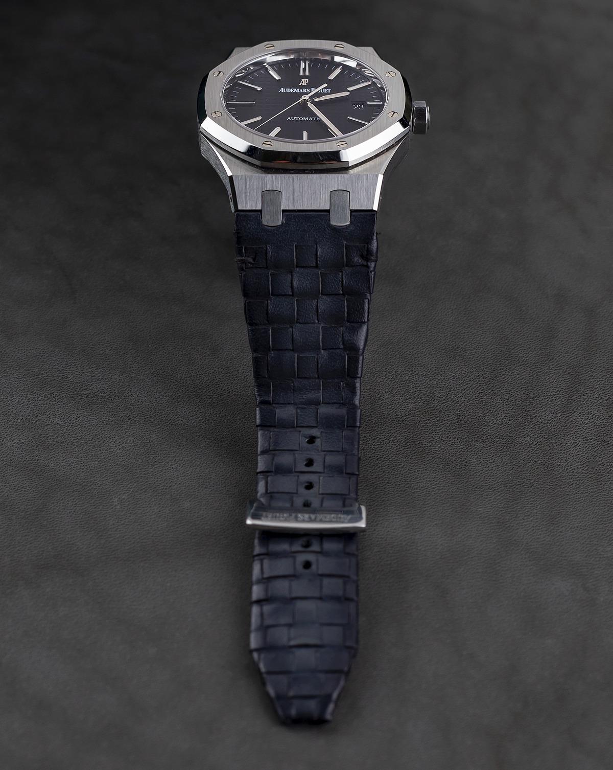 AP Leather Strap – Weaved 360 Dark Grey Patina