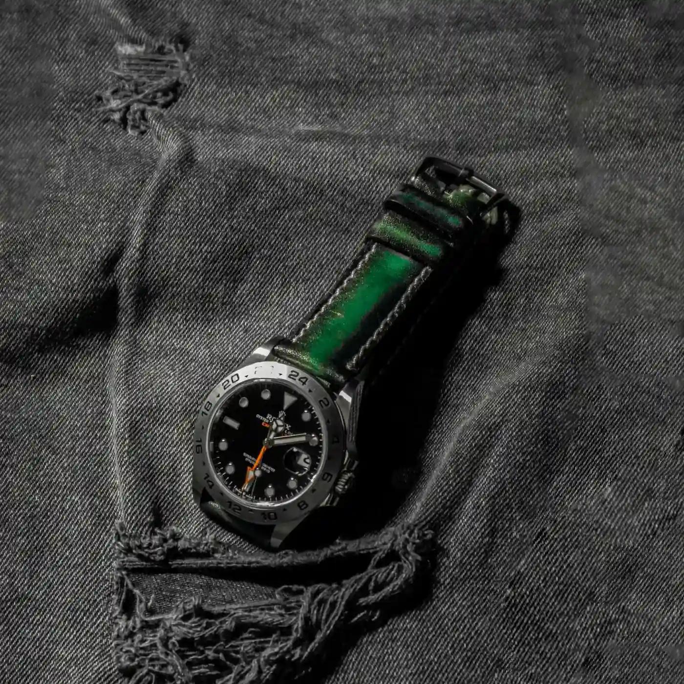 Rolex Leather Strap – Deep Green